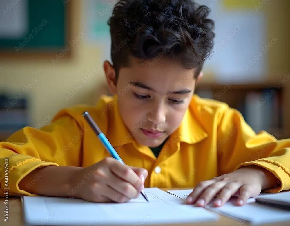 boy writing on a notebook boy writing on a notebook
