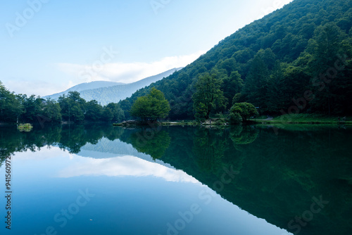 Lac de Bethmale - Pyrénées - Ariège - Tranquil Forest Lake with Mountain Views