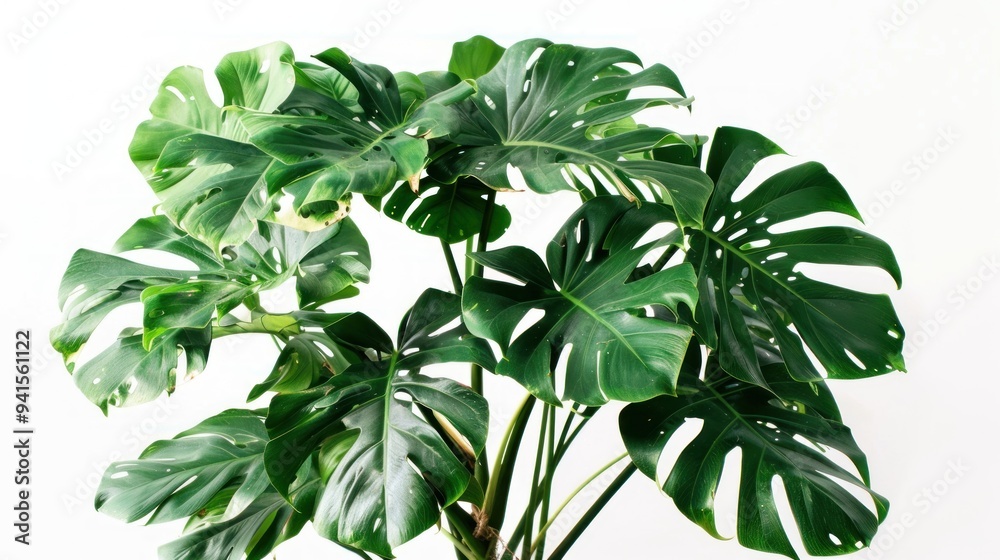 Obraz premium Green Monstera Deliciosa Plant Leaves