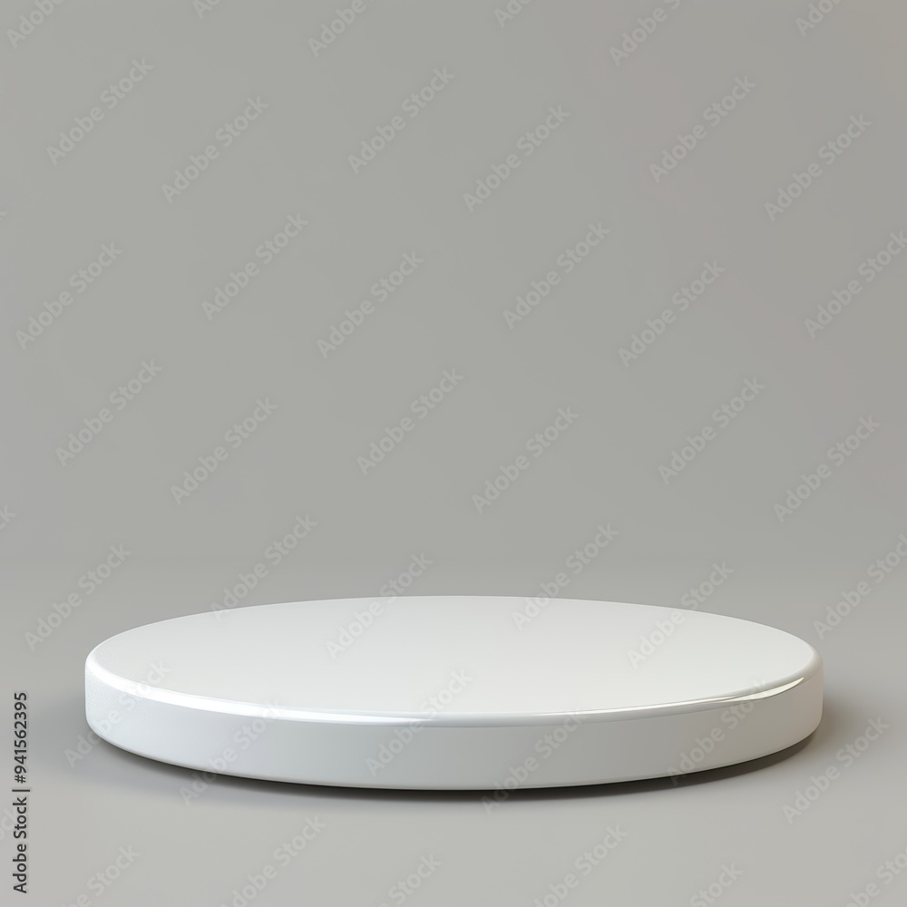 Minimalist 3D Render of a White Circular Platform on a Neutral Background for Modern Design and Presentation