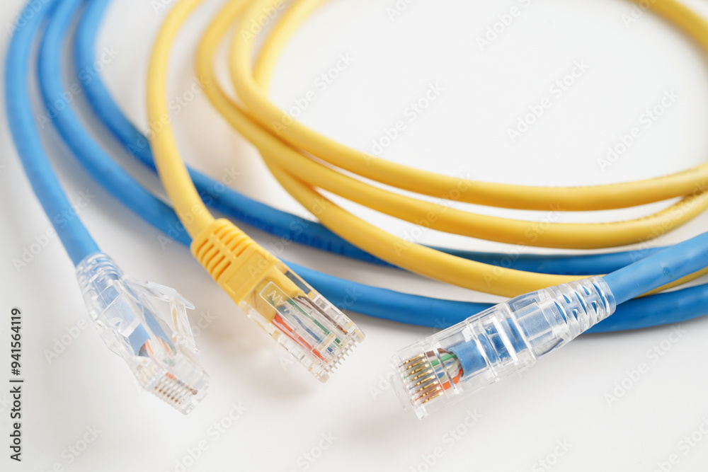 Ethernet cable for connect to wireless router link to internet service provider network. Ethernet cable for connect to wireless router link to internet service provider network.