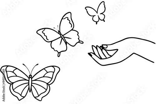 Jehovah's Hand Caring for Butterflies - Spiritual Vector Illustration, SVG, Cricut, Clipart for Inspirational Design