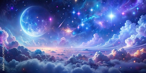 Celestial Dreamscape: Dreamy, ethereal, starry colors, enchanting vocals, ethereal pads photo