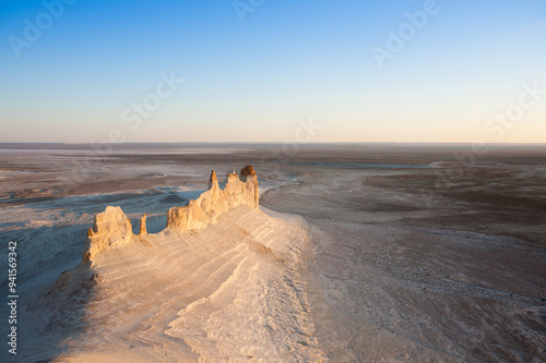 Stunning Mangystau landscape, Kazakhstan. Ak Orpa pinnacles view, Bozzhira valley photo