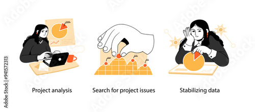 Project planning and strategy development- set of business concept illustrations. Visual stories collection