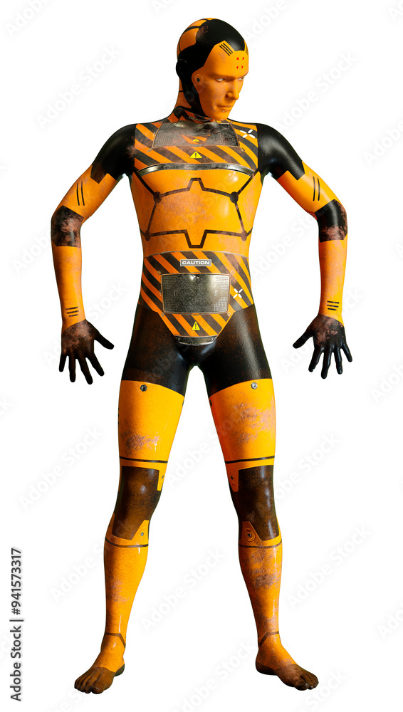 3D Rendering Male Robot on White 3D Rendering Male Robot on White