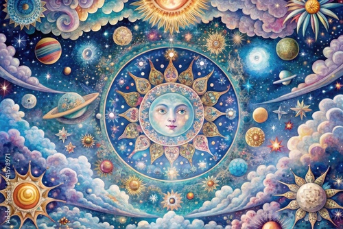 Celestial Tapestry: Cosmic, Ethereal, Shimmering, Pastel, Dreamlike photo