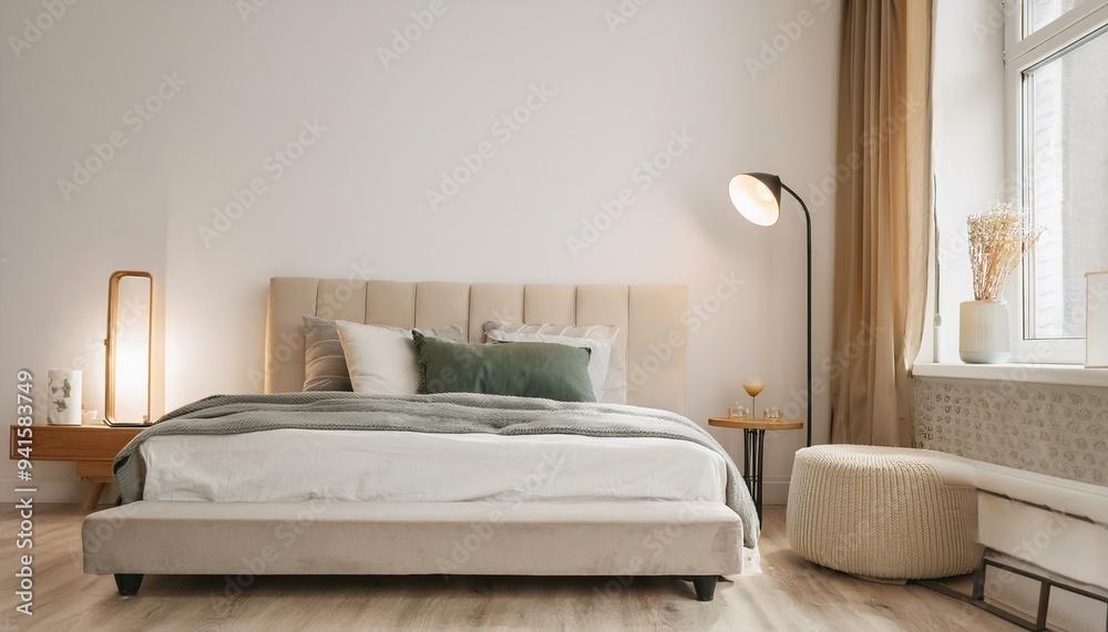 Home Mockup in Modern Bedroom Interior Background - 3D Render Home Mockup in Modern Bedroom Interior Background - 3D Render