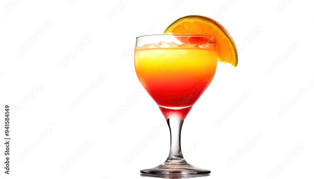 Vibrant cocktail with a fresh slice of orange isolate on transparent background, cutout, png Vibrant cocktail with a fresh slice of orange isolate on transparent background, cutout, png