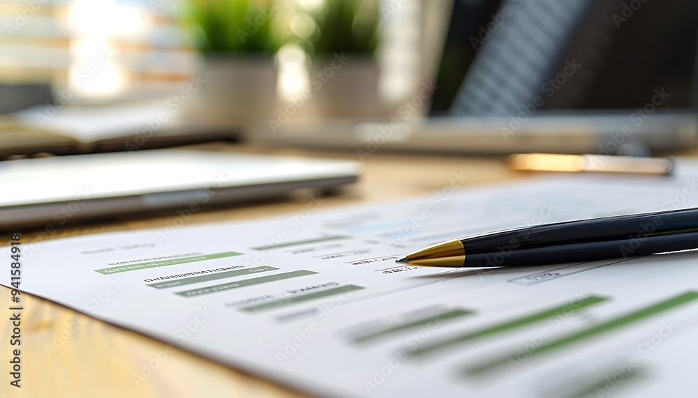 Printed Key Performance Report with Objectives Ticked Off and Green Check Marks Printed Key Performance Report with Objectives Ticked Off and Green Check Marks