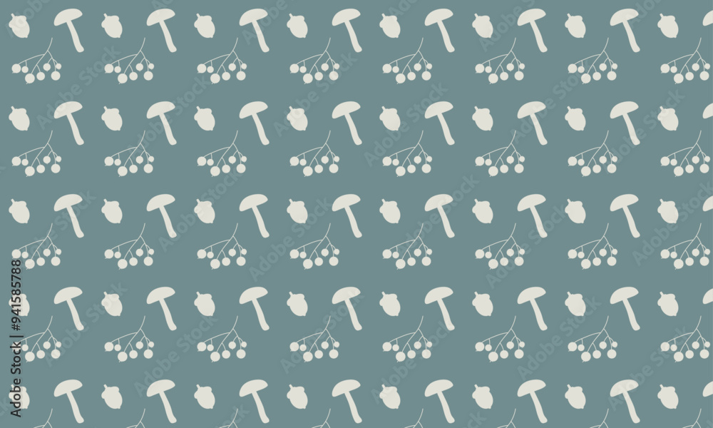 Seamless pattern with light and dark gray, blue flowers and leaves in flat style on blue background for wallpapers, packaging, fabrics, wrapping, webs Seamless pattern with light and dark gray, blue flowers and leaves in flat style on blue background for wallpapers, packaging, fabrics, wrapping, webs