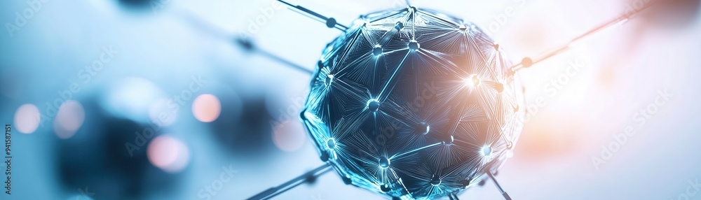 Close-up view of an abstract molecular structure illuminated with soft light, emphasizing scientific exploration and innovation. Close-up view of an abstract molecular structure illuminated with soft light, emphasizing scientific exploration and innovation.