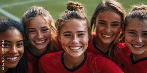 Friendly Young Female Soccer Team photo