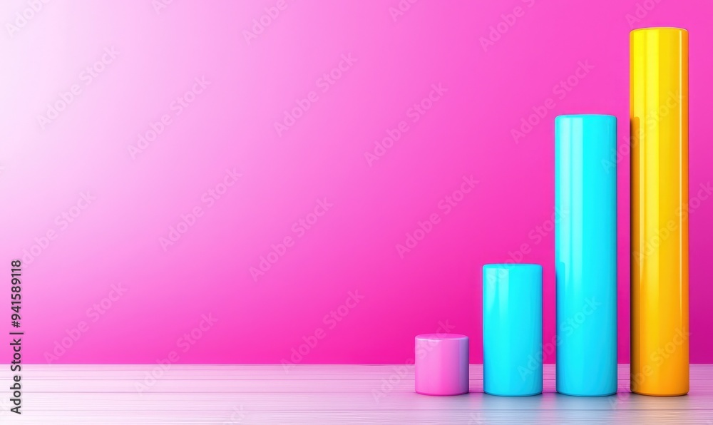 Colorful bar graph with vibrant pink background, ideal for showcasing growth, progress, and data visualization in creative projects. Colorful bar graph with vibrant pink background, ideal for showcasing growth, progress, and data visualization in creative projects.