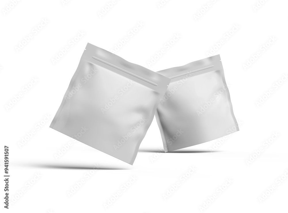 Rendered image for a square glossy sealed doypack on transparent background Rendered image for a square glossy sealed doypack on transparent background