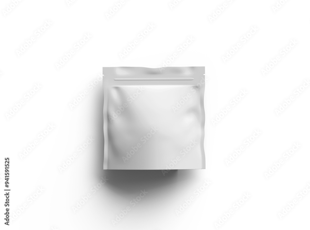 Rendered image for a square glossy sealed doypack on transparent background Rendered image for a square glossy sealed doypack on transparent background