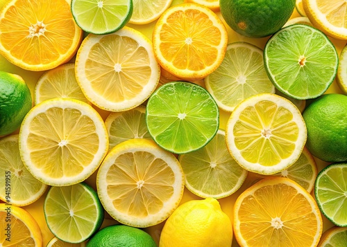 Citrus Burst: Lemon yellow, lime green, zesty, invigorating, refreshing, energetic, vibrant, tangy