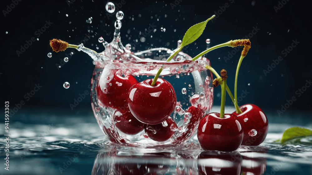 cherry in water splash
