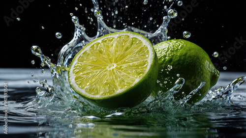 limes in water splash