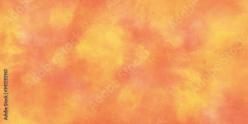 Colorful and bright orange watercolor background texture with grunge watercolor splashes, Abstract bright and shinny soft color texture, Multicolored splashed watercolor background with stains.