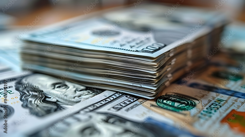 Closeup of a Stack of Hundred Dollar Bills - Photo Closeup of a Stack of Hundred Dollar Bills - Photo