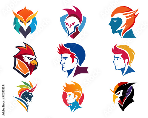 Man vector head people symbols Brain Creative mind, design icon logo colors.