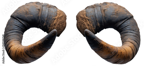 PNG Pair of curved animal horns