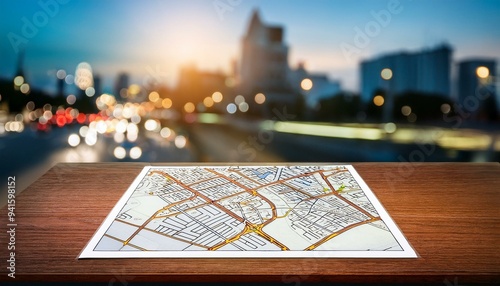 A map of the city on the table, town territorial plan