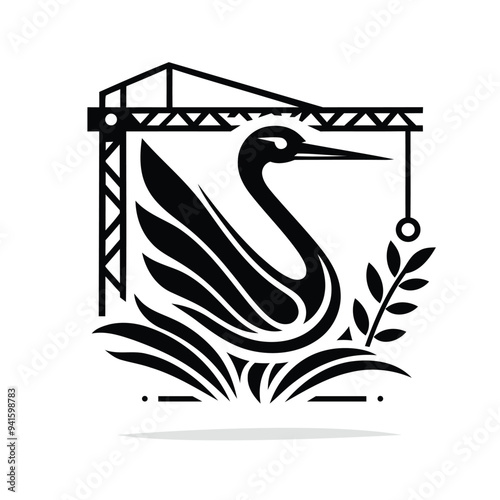 Stork bird with white background