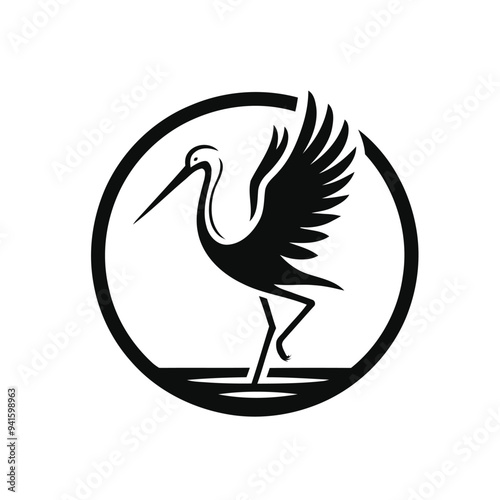 Stork bird with white background