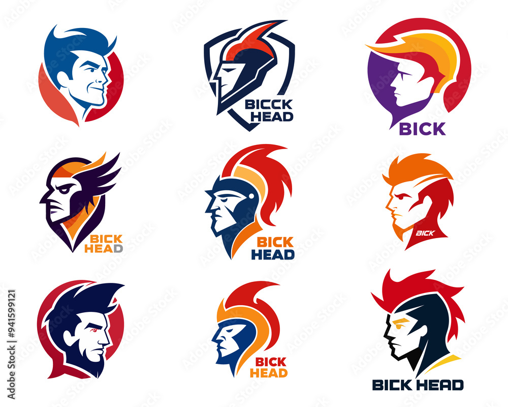 Fototapeta premium Man vector head people symbols Brain Creative mind, design icon logo colors.