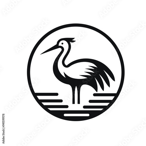 Stork bird with white background