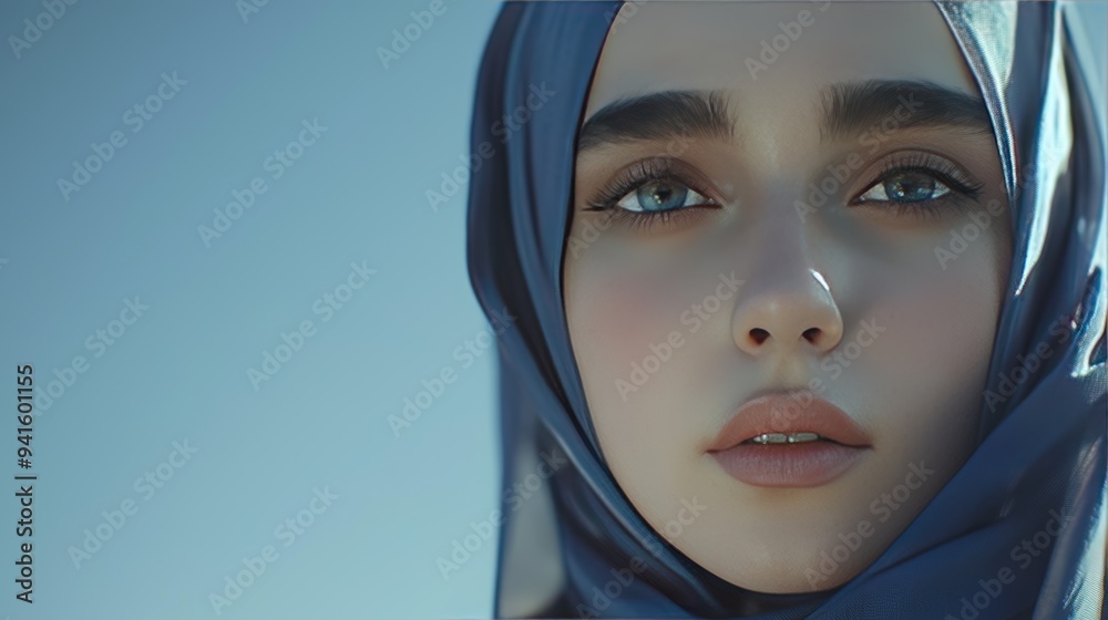 Beautiful Muslim Woman in Hijab on Pastel Background, Modern Islamic Fashion, Confident and Elegant, Cultural Diversity, Portrait Photography Beautiful Muslim Woman in Hijab on Pastel Background, Modern Islamic Fashion, Confident and Elegant, Cultural Diversity, Portrait Photography