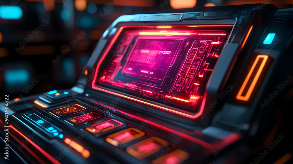Futuristic Interface with Neon Lights 3D Illustration Futuristic Interface with Neon Lights 3D Illustration