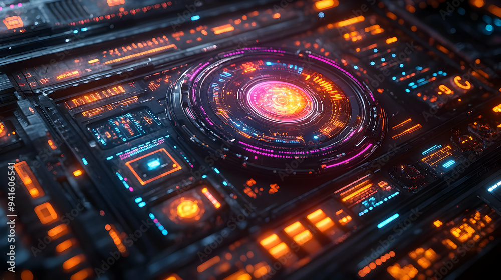 Futuristic Technology Interface 3D Illustration Futuristic Technology Interface 3D Illustration
