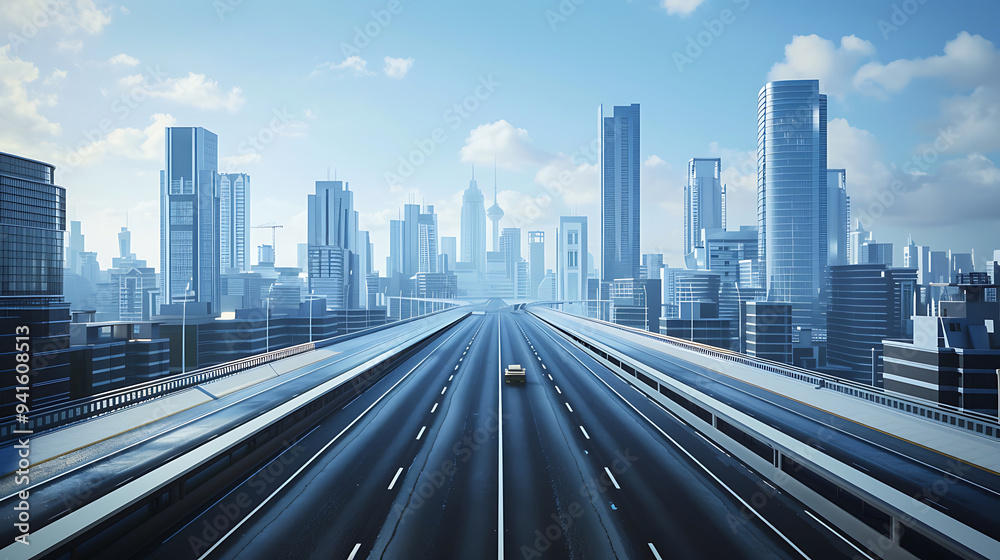 Obraz premium empty city road