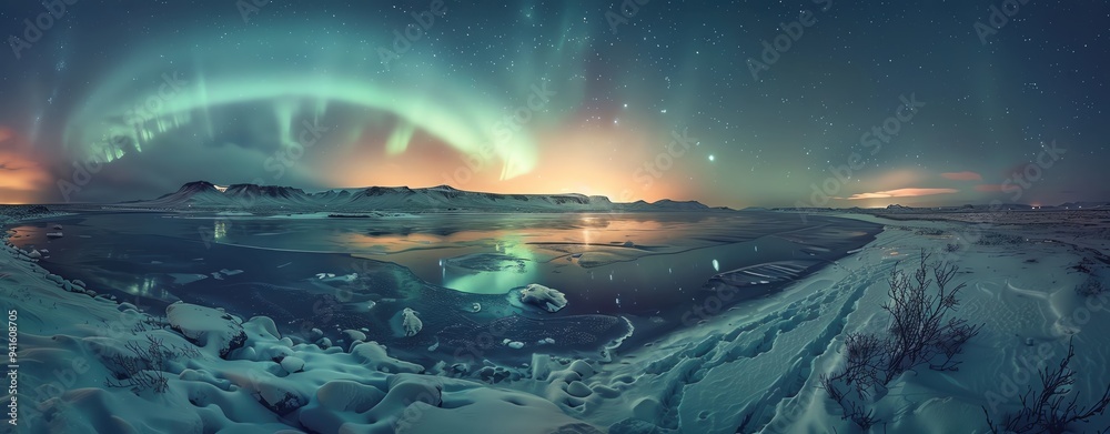 Capture the ethereal beauty of the Northern Lights dancing over the snowy landscapes of Iceland. Shot with Nikon lens Capture the ethereal beauty of the Northern Lights dancing over the snowy landscapes of Iceland. Shot with Nikon lens