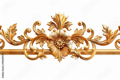 Vintage luxury golden wooden royal borders with antique decorative traditional floral style illustration on a white background