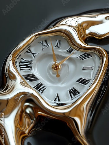 An abstract representation of the concept of time running out, featuring a melting clock to symbolize the fluid and ephemeral nature of time.