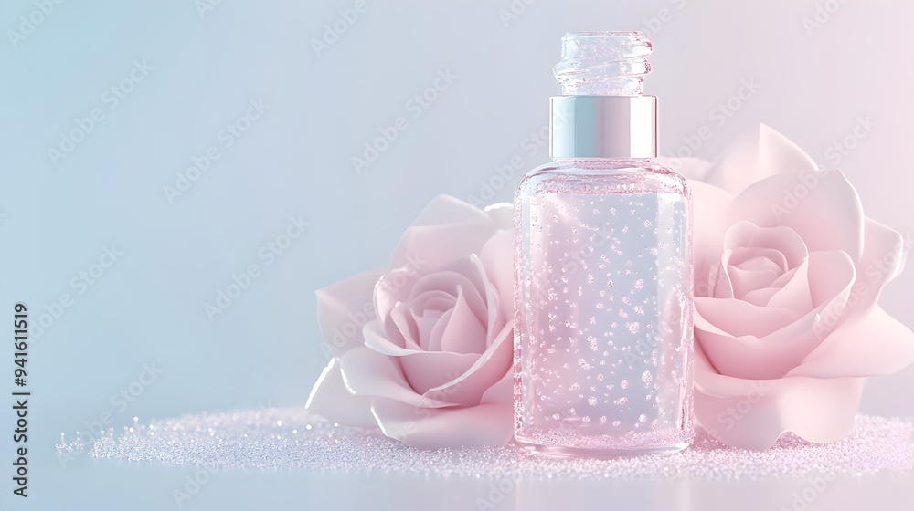 Elegant Modern Rose Oil Extract Serum Bottle with Clean Lines and Minimalist Design Elegant Modern Rose Oil Extract Serum Bottle with Clean Lines and Minimalist Design
