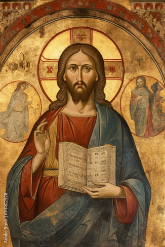 Icon of Christ Pantocrator with Gold Background