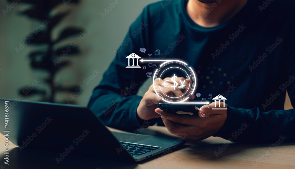 Money transfers from different currencies internationally and currency exchange. World bank, exchanges between countries of the world. Online banking and interbank payment.