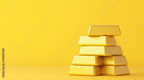 Gold bars, stacked wealth, 3D illustration photo