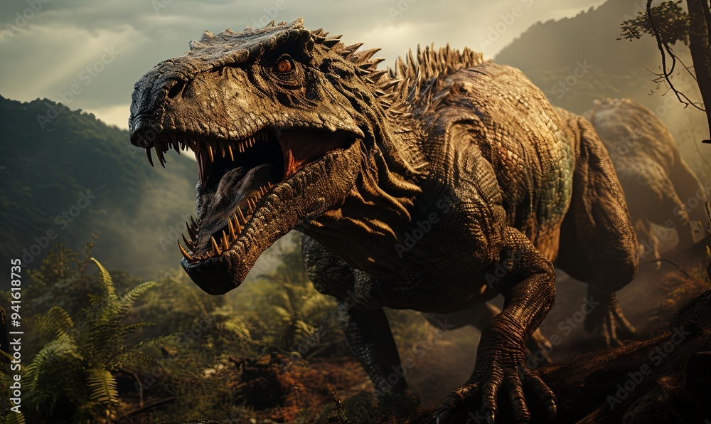 Large Dinosaur Roaming Forest Large Dinosaur Roaming Forest