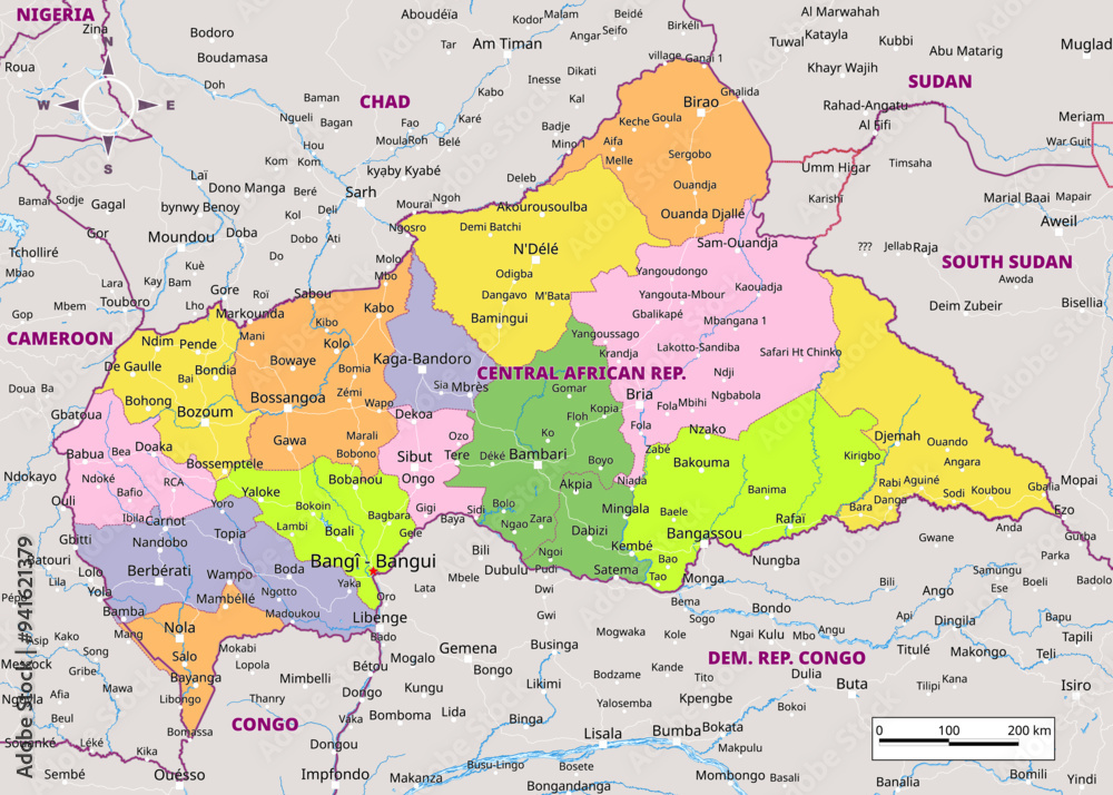 Political map of Central African Republic Political map of Central African Republic