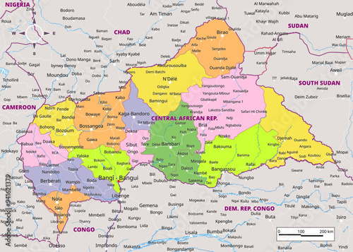 Political map of Central African Republic