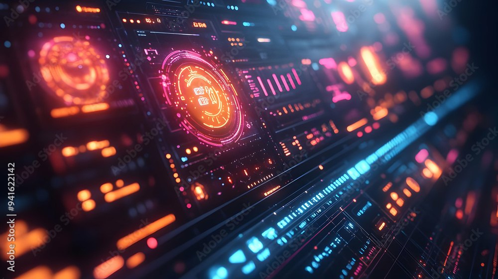 Abstract Futuristic Interface with Glowing Lights Abstract Futuristic Interface with Glowing Lights