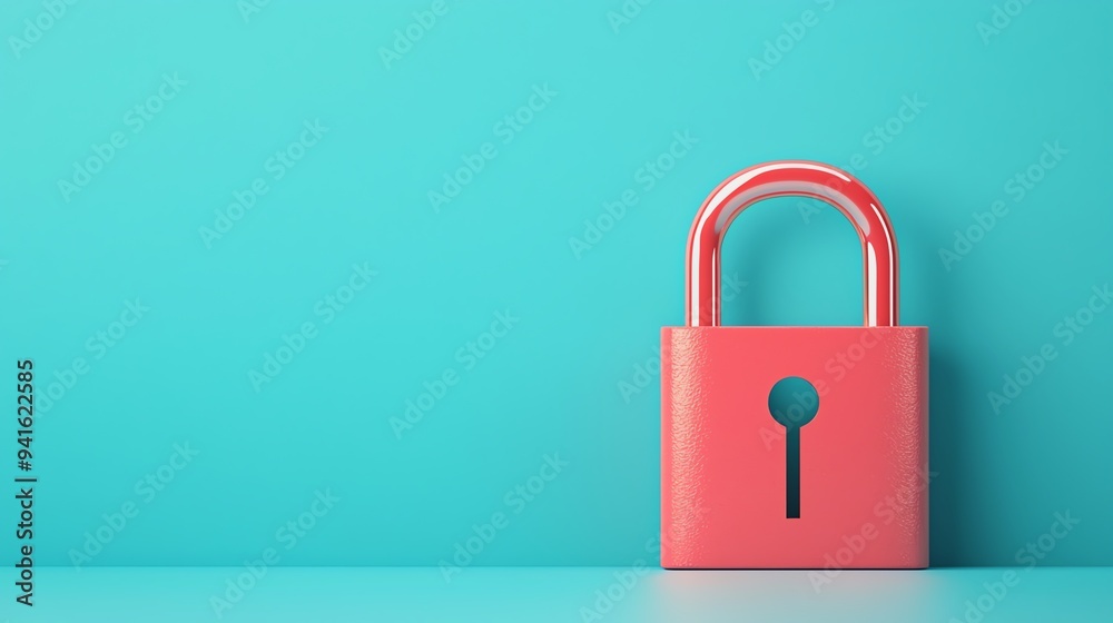 Locked key with padlock, flat design illustration Locked key with padlock, flat design illustration