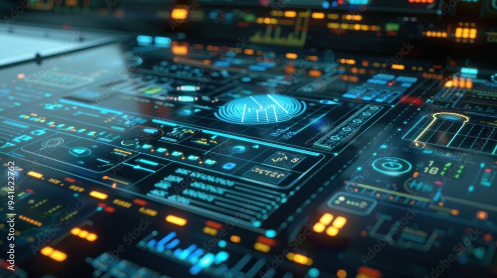 Futuristic Digital Interface with Glowing Lights. Futuristic Digital Interface with Glowing Lights.