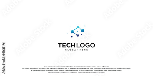 Creative technology logo design . doted logo . premium vector